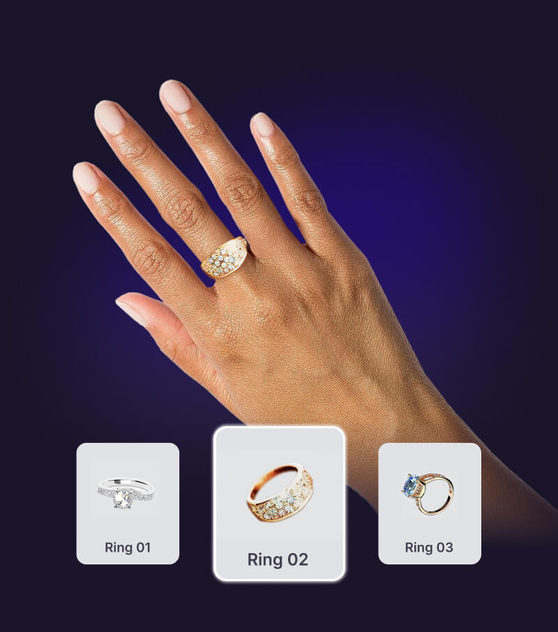 Principais recursos do anel AR Try-On Banuba